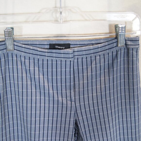 Theory Blue Pinstripe Straight Leg Pants Professional Work Wear - Picture 3 of 5